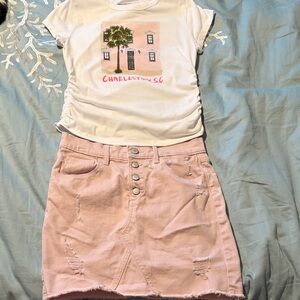 Abercrombie Kids White Graphic Tee and matching Old Navy skirt